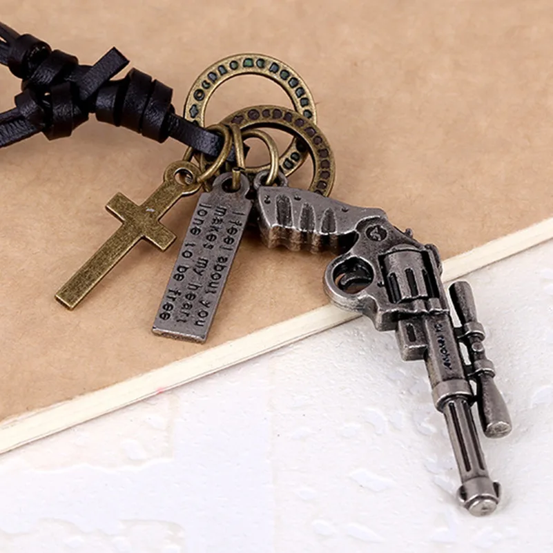 Ручная работа в стиле Бохо Цыганский Хиппи Панк Корова черная кожа Сплав