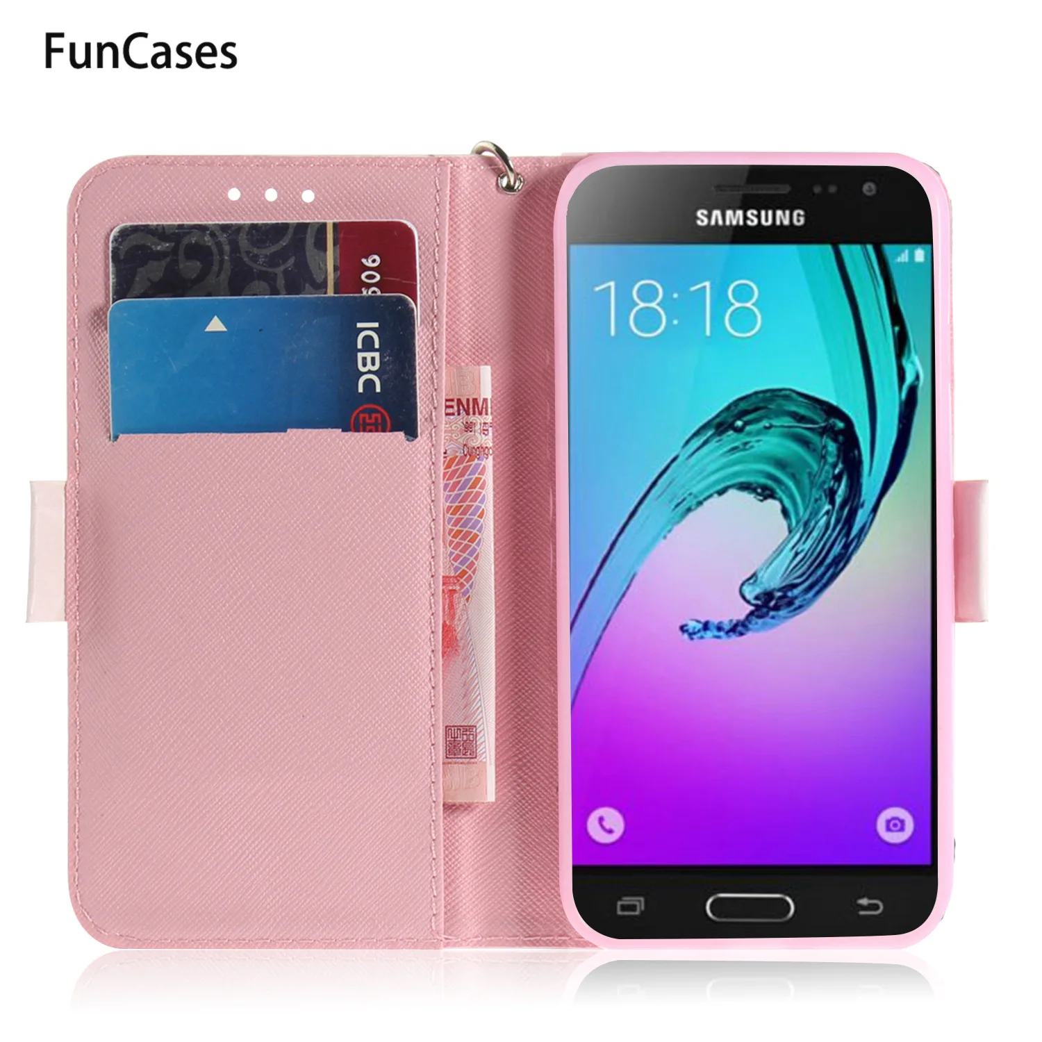 Флип-чехол из искусственной кожи с цветами для samsung J3 спортивный чехол Galaxy capinha 2016