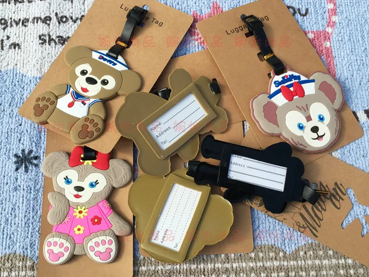 

30 pcs/lot Anime Duffy Bear luggage tag Cartoon ShellieMay PVC bag pendants Lovers fashion suitcase decoration