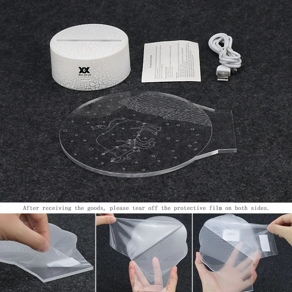 Хуэй Юань Марка Taurus 3D удаленного свет в ночь touch Настольный светильник 7 цветов