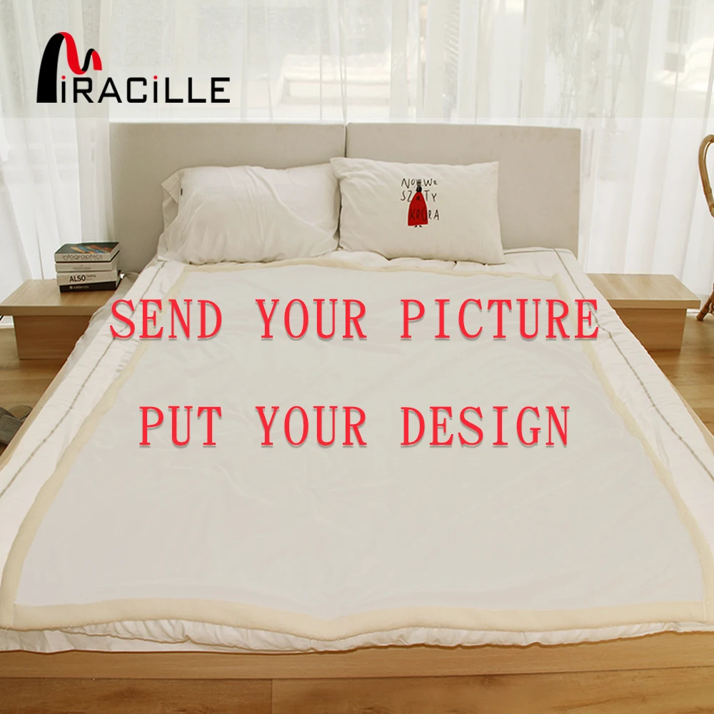 

Miracille Customized Throw Blanket Plush Personalized Blankets Print on Demand Sherpa Fleece Blanket for Beds POD Drop Shipping