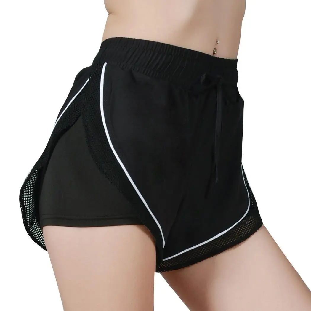 Women Casual Elastic Waist Mesh Patchwork Drawstring Shorts Exercising Above Knee | Спорт и развлечения