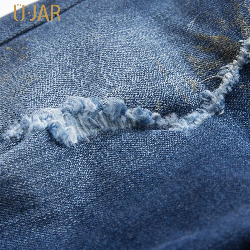 Ujar мальчиков повседневные Модные Винтажные Джинсы отверстие и царапин крутые