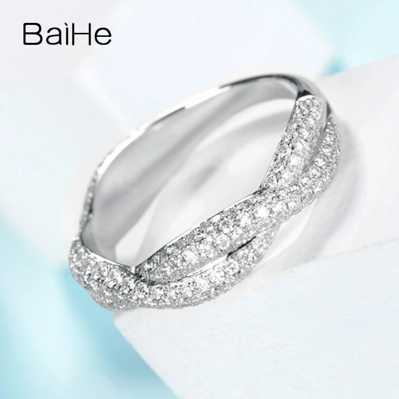 BAIHE однотонное 14K белое золото 1ct сертифицировано H/SI круглые натуральные
