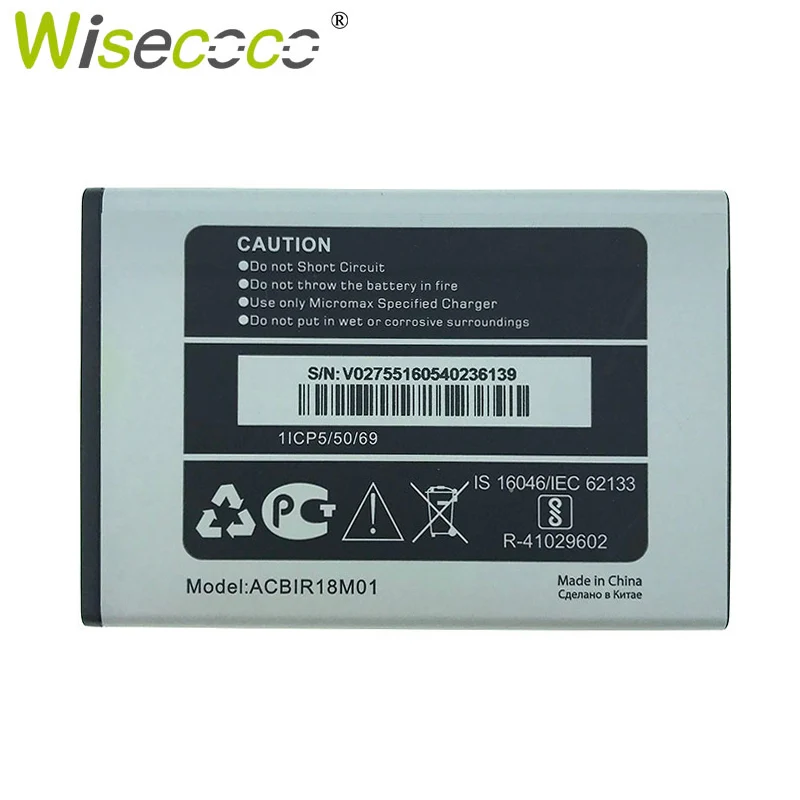 Wisecoco Q383 1800 мАч 3,7 в батарея для Micromax Q383 болт ACBIR18M01 запасная батарея мобильного телефона+ номер отслеживания