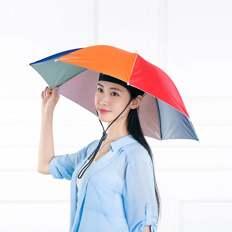 Parasol Head Umbrella Hat Foldable Free Hands Outdoors Waterproof Multi-shapes Headwear Shade Hiking Fishing Camping Cap |