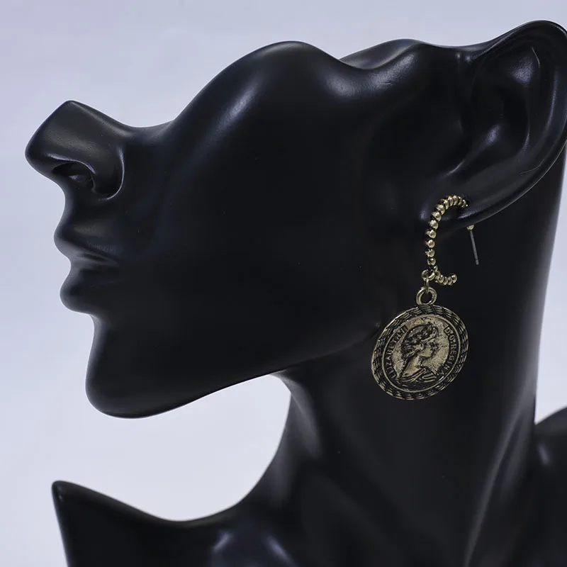 Винтажные серьги Carvejewl красивые женские висячие подвески в виде головы королевы
