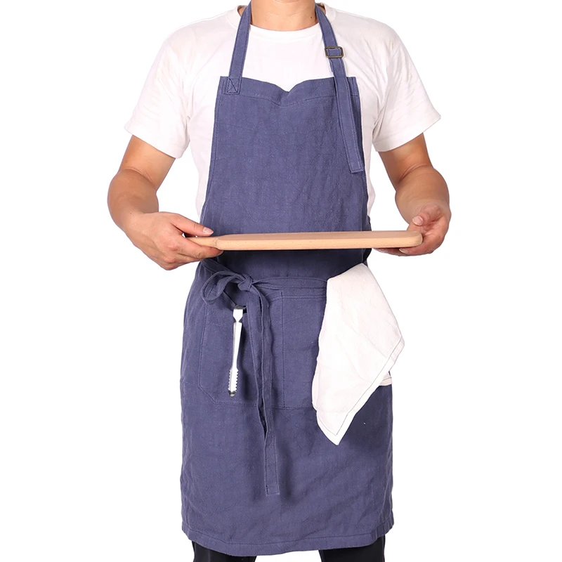 

WEEYI Men Women Lady Kitchen Apron Dress Restaurant Home Kitchen For Cooking Linen Cotton Apron Bib Dining Room Barbecue tablier
