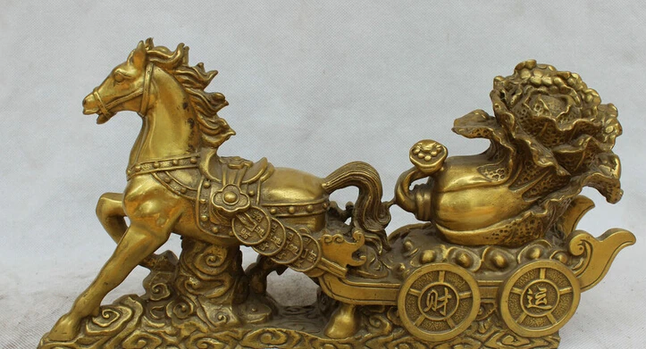 JP S62 14 Chines латунь фолк Ru Yi богатство капусты зодиакальный год фэн-шуй лошадь