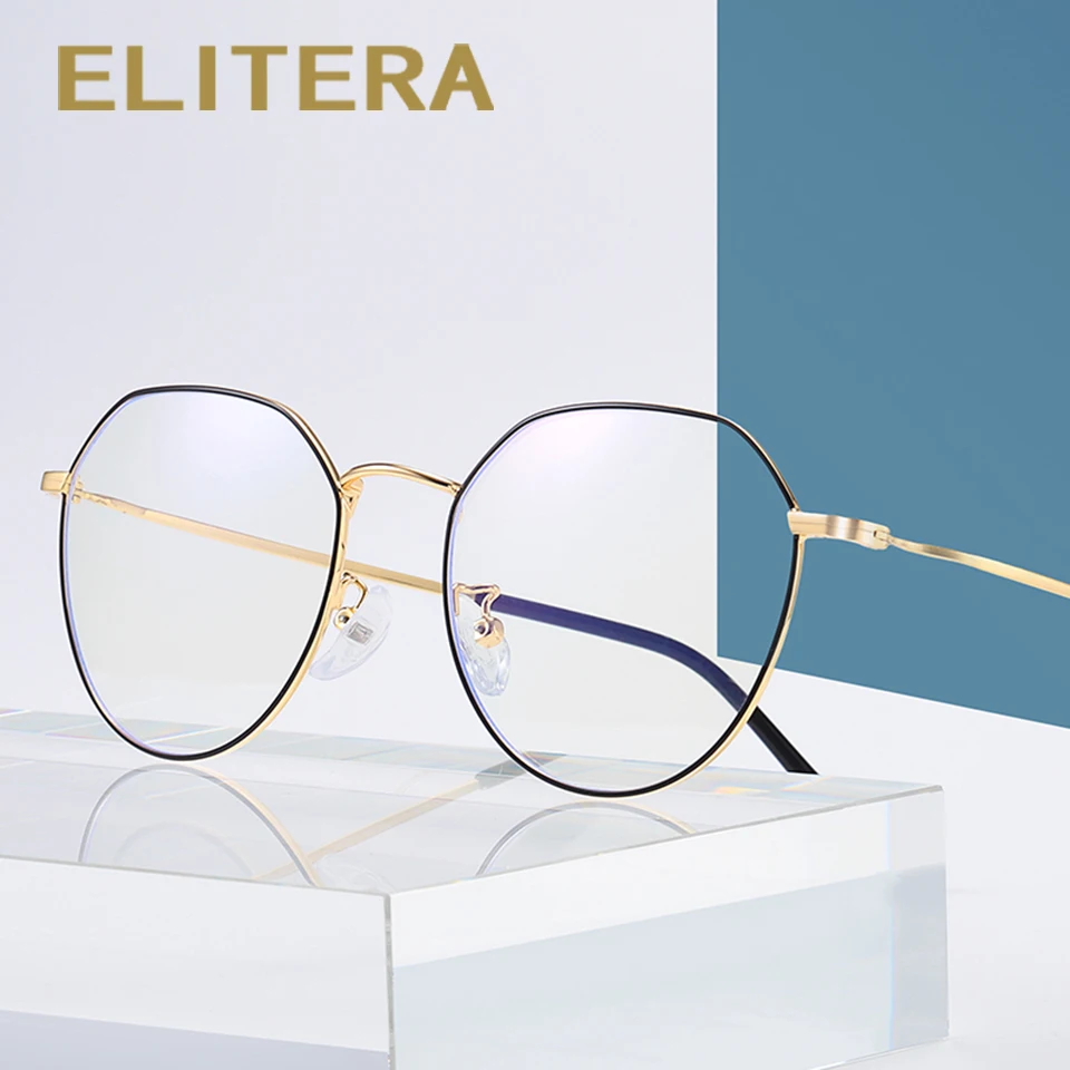 ELITERA женские круглые очки прозрачная оправа для очков золотые металлические |
