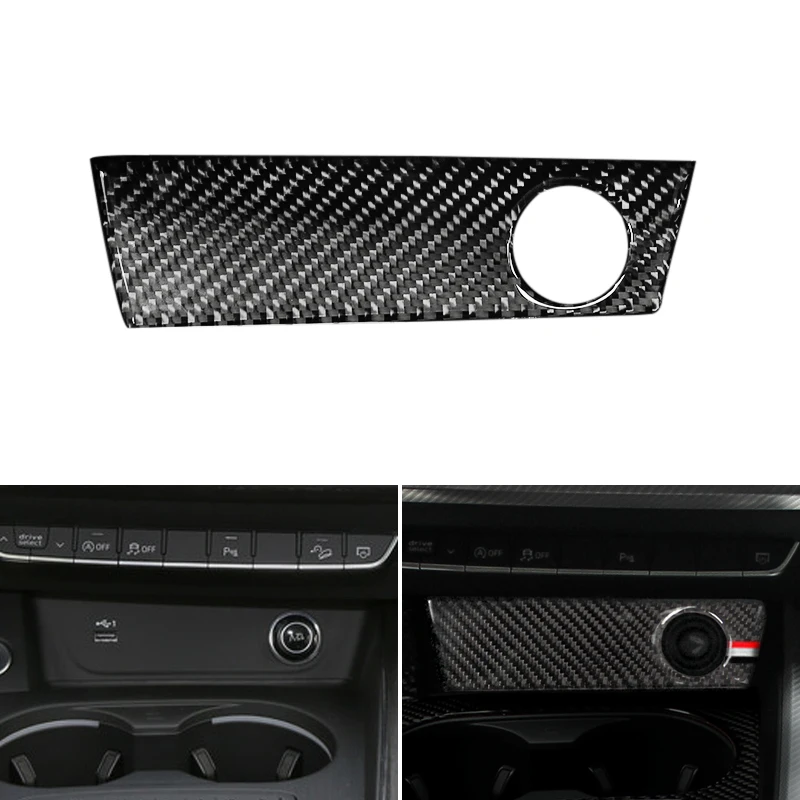 

Real Carbon Fiber Car Center Gear Shift Panel Cigarette Lighter Charger Hole Storage Cover Trim For Audi A4 B9 A4L 2017 2018
