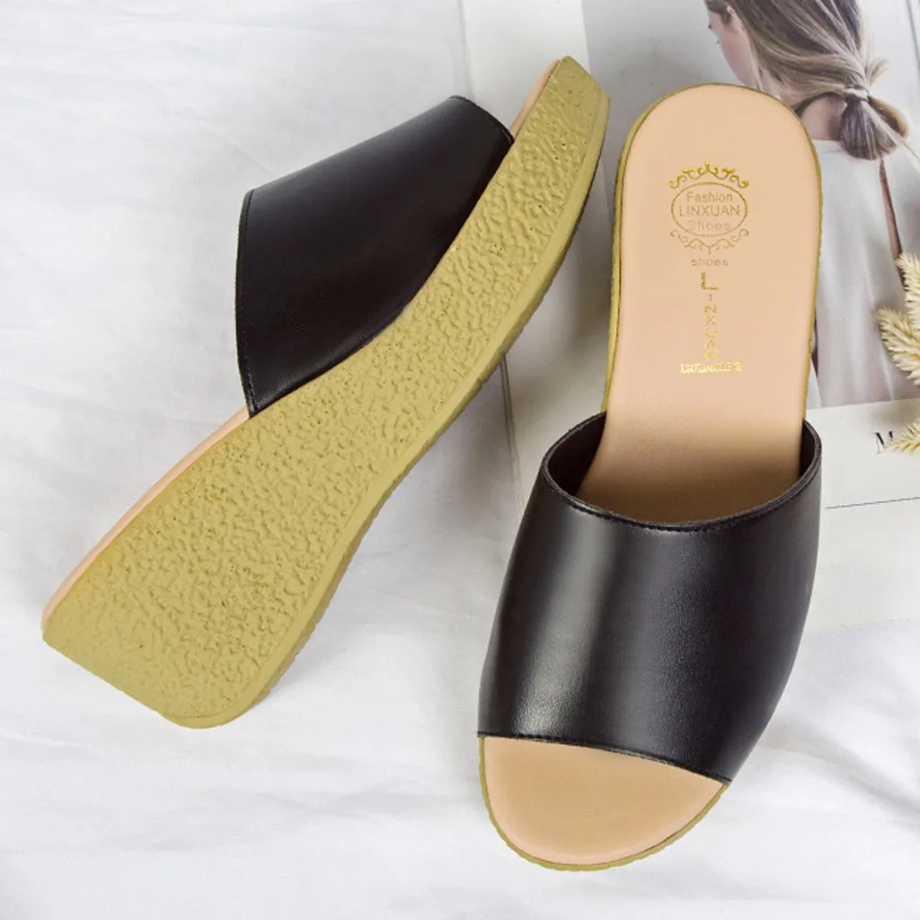 Fashion Women Summer Platform Slides Casual Wedge Peep Toe Beach Slippers | Обувь