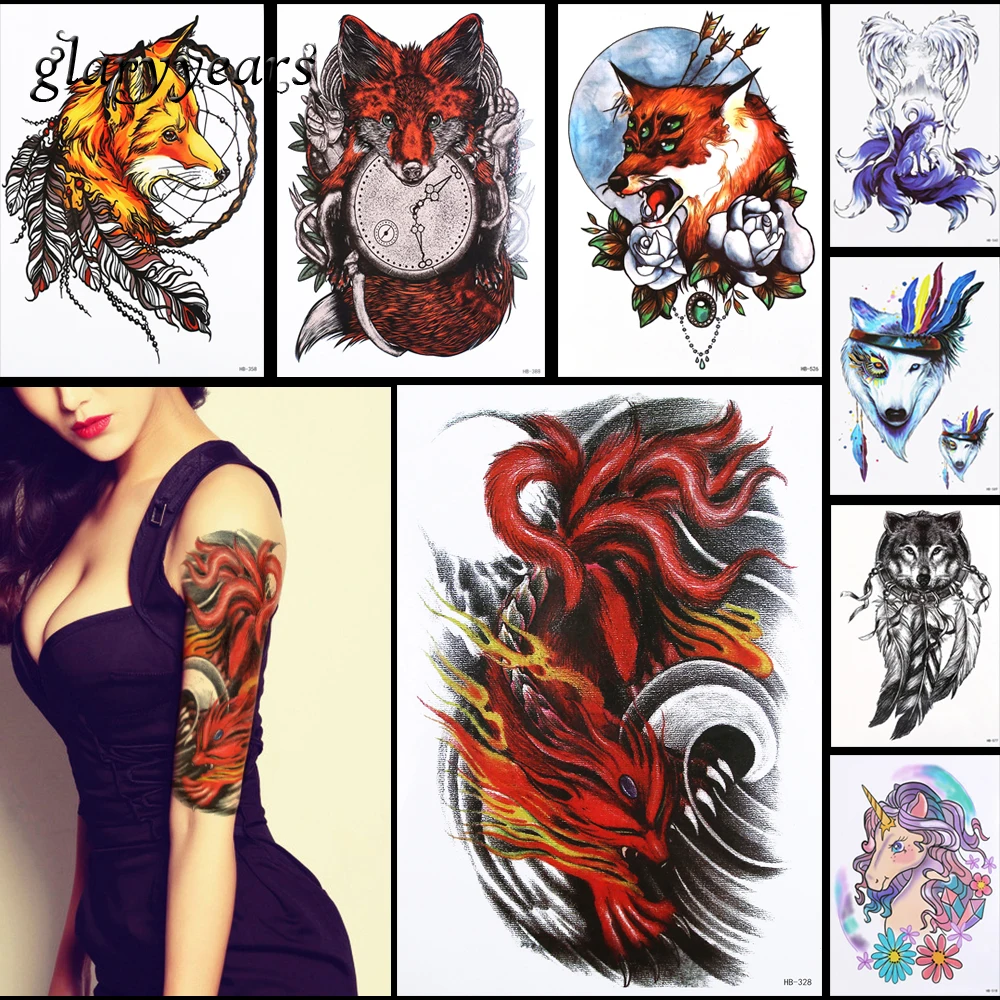 8 шт. стикер для татуировок с лисьим узором временная наклейка в виде Ловец снов