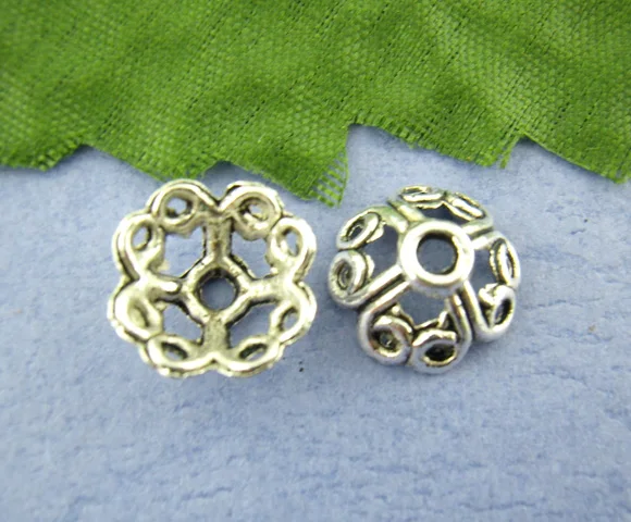 Круглые Серебристые шарики DoreenBeads из металлического сплава диаметр 12 мм 14 узор 10 0