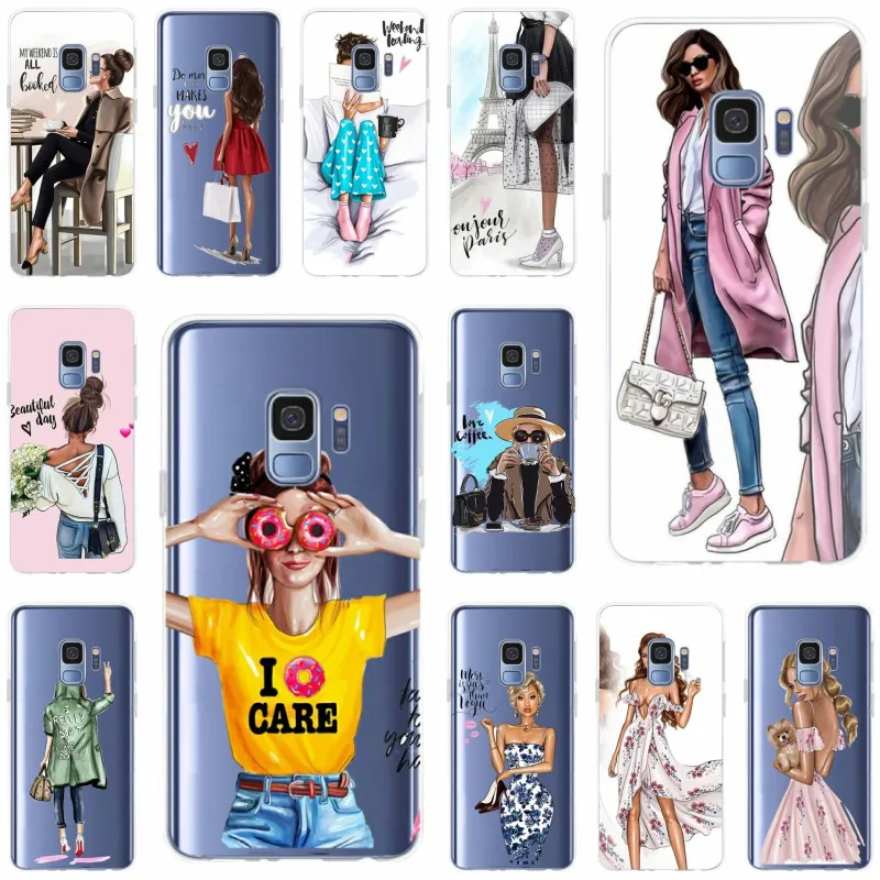 Чехол из ТПУ для Samsung Galaxy S6 S6edge A7 S7edge S8 S9 Plus A5 J5 J7 2016 Queen Princess Girl boss coffee|Бамперы| |