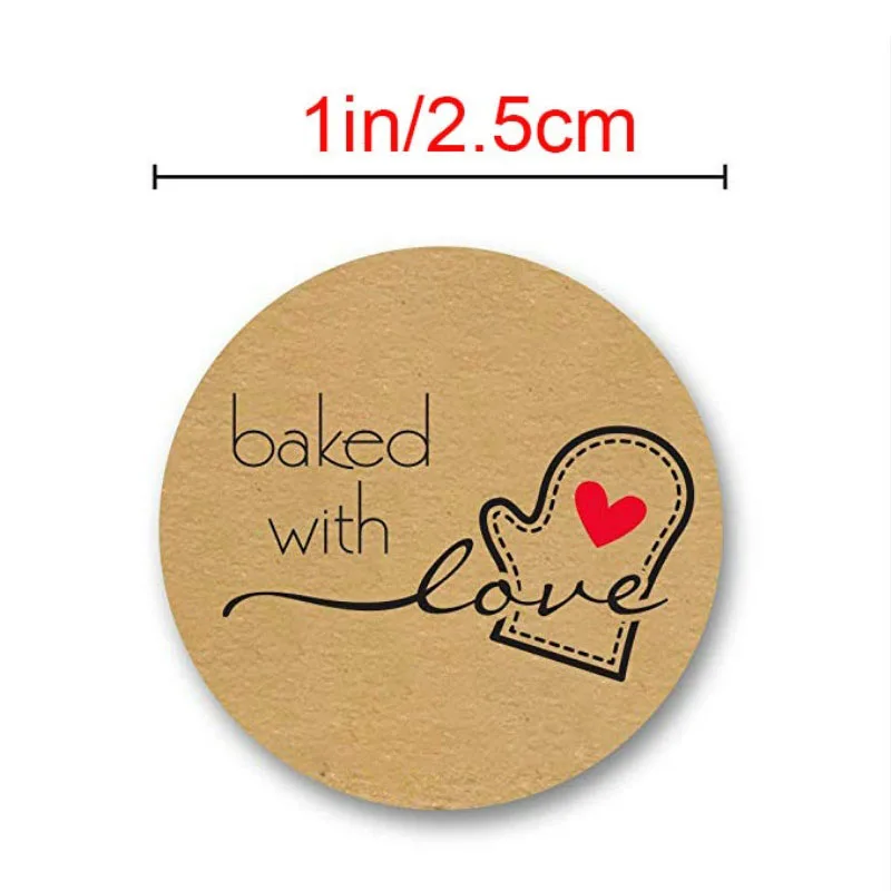 500 Labels per roll Round Natural Kraft Thank You Sticker seal labes Hand Made With Love Sticker Paper Stationery sticker