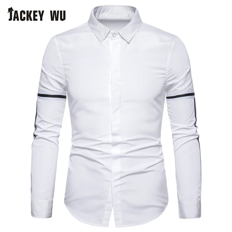 JACKEYWU брендовая повседневная мужская рубашка 2019 корейская мода с длинным рукавом
