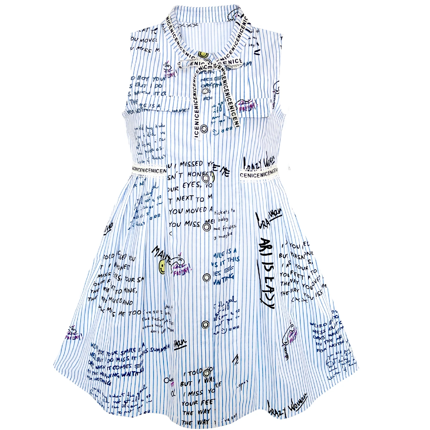 Sunny Fashion платья для девочек Школьная форма Синий Полоса Бабочка Зонтик Хлопок 2020