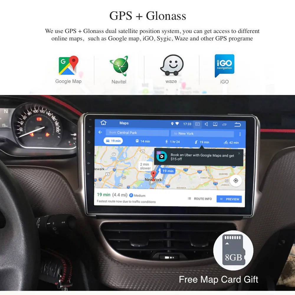 Автомагнитола 1 din с GPS Android 9 0 для peugeot 2008/208 навигация головное устройство