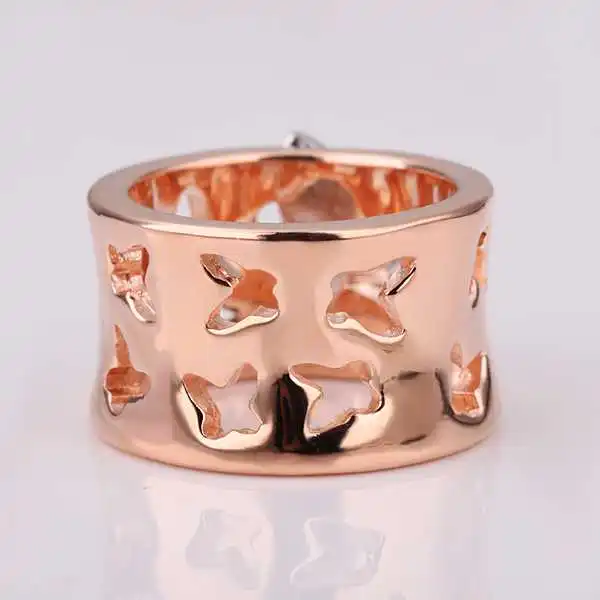 Free shipping 18K GP gold plated ring fashion jewelry nickel free copper rhinestone crystal rose golden SMTPR134 | Украшения и