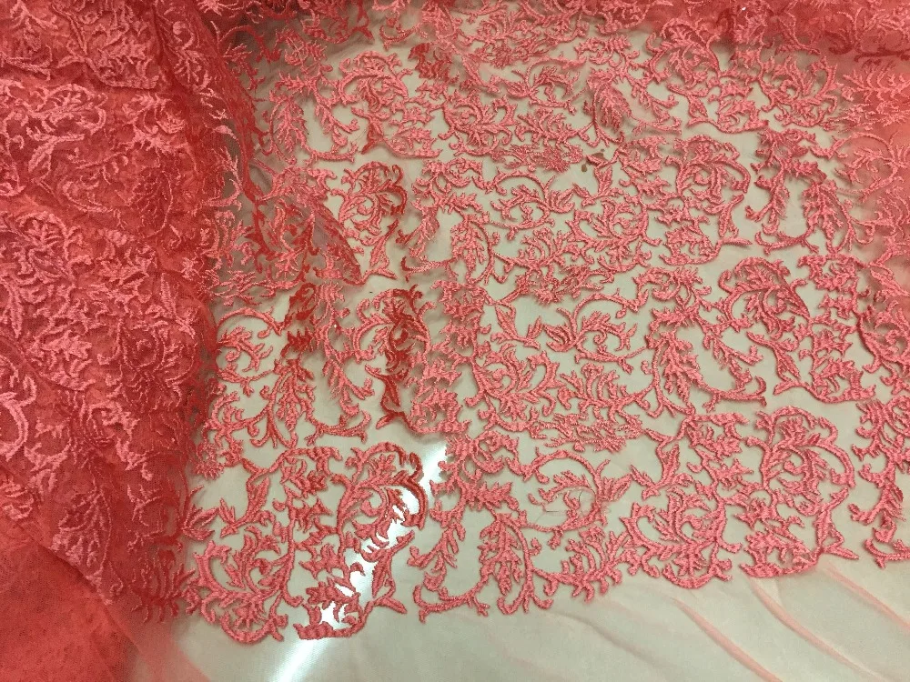 2016 Красный Вышивка конструкции полиэстер кружева африканских тюль последние