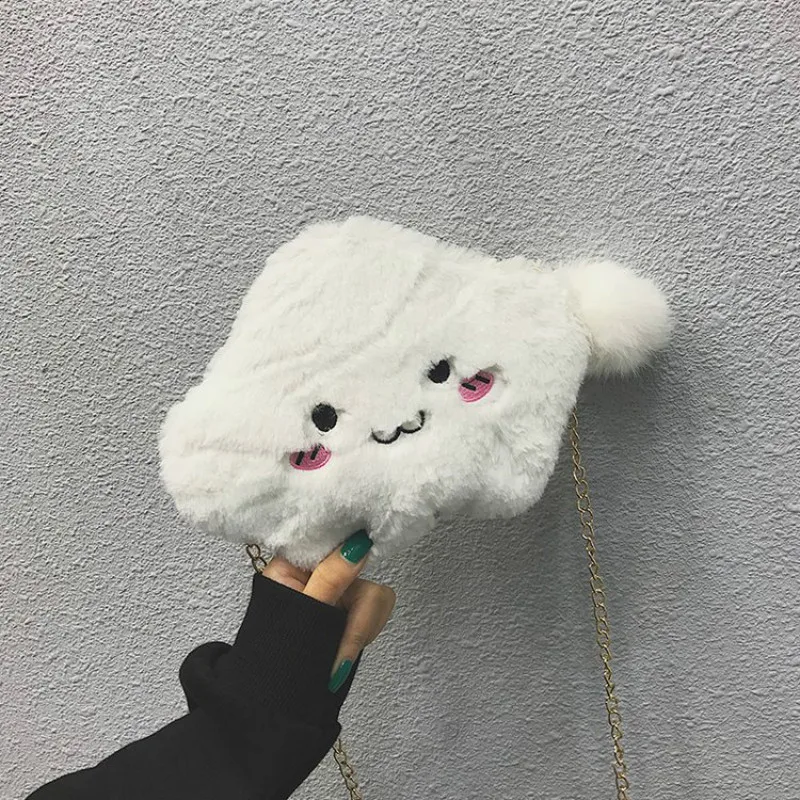 Милая сумочка облако из искусственного меха женский розовый клатч сумки женские