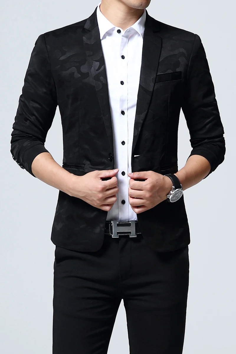 

2018 Brand Men's Clothing Blazer One Button Men Blazer Slim Fit Suit Homme Men's Blazer Jacket Size Over Size 5XL