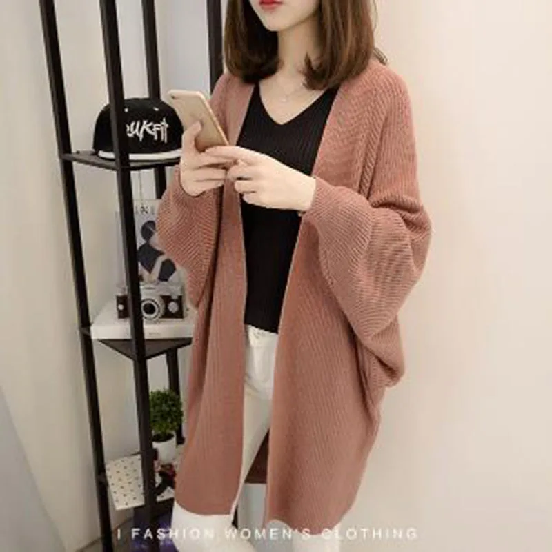 2017 Fashion Sweater autumn winter loose full sleeve Christmas sweater women solid color casual Cardigans Knitted |