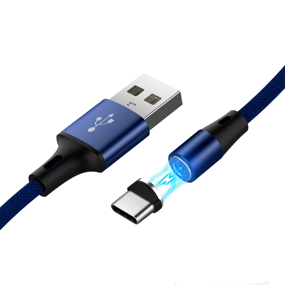 Синий Магнитный usb-кабель для зарядки 1,2 м кабель для быстрой зарядки Micro usb кабель мобильного телефона кабель USB type C Магнитный зарядный кабель для передачи данных - Цвет: Синий