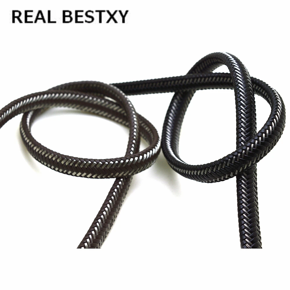Настоящий BESTXY 1 м/лот плоский плетеный кожаный шнур для ожерелья браслета веревки