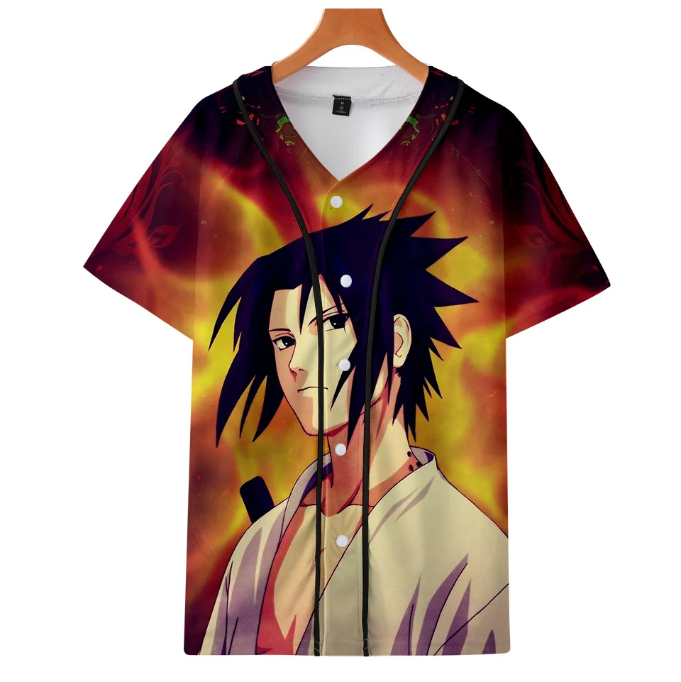 Мода 2019 аниме футболка с Наруто Косплей Костюм Печать короткий рукав бейсбольная