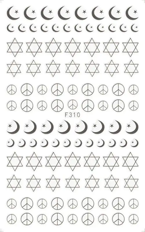 1 лист наклейки для дизайна ногтей с изображением граффити символов Луны звезд