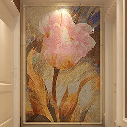 Стеклянная мозаичная роспись вырезанная вручную с цветами | Строительство и