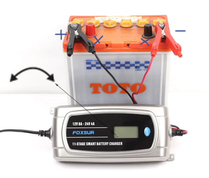 FOXSUR 12V 8A 24V 4A 11-stage смарт-зарядное устройство, автомобиль грузовик AGM EFB гель влажный зарядное устройство, свинцово-Кислотное зарядное устройство ЖК-дисплей