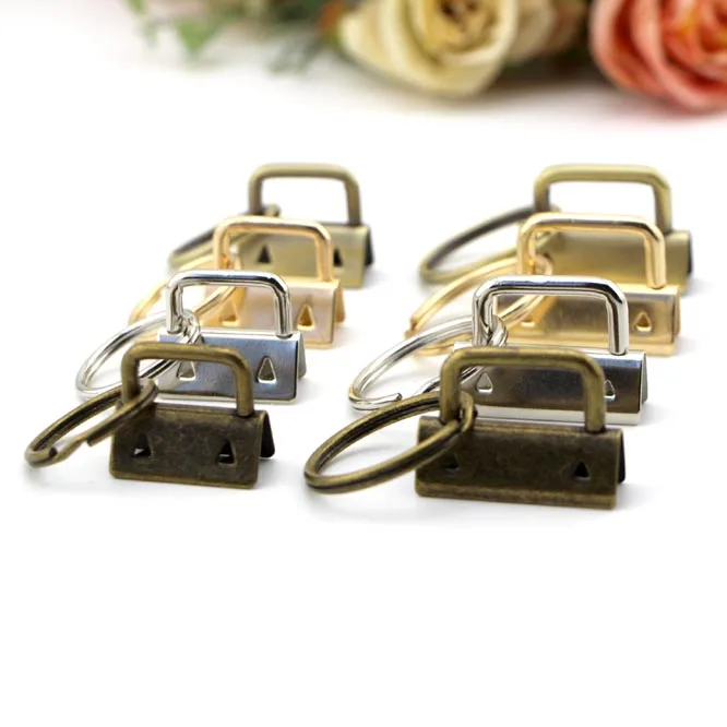 

Handmade Metal Key Ring With Clip DIY Key Clasp Make Cotton Tape Handle Keychain Horse Mouth Clip 10pcs
