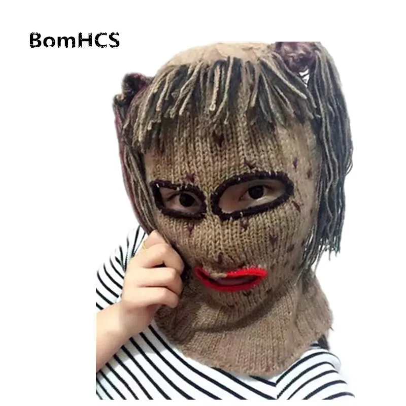 BomHCS очень забавная косичка маска 100% ручной работы вязаная коса парик облегающая