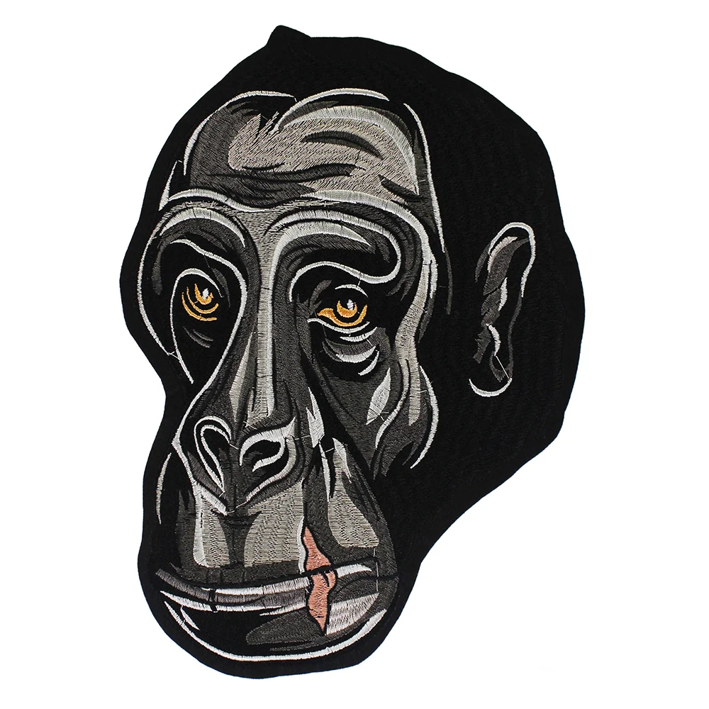 2pc Big Crown Monkey Embroidered Gorilla Patch Iron on Patches Motorcycle Punk Jacket Charm Badge Stickers Applique TH1679 | Дом и сад