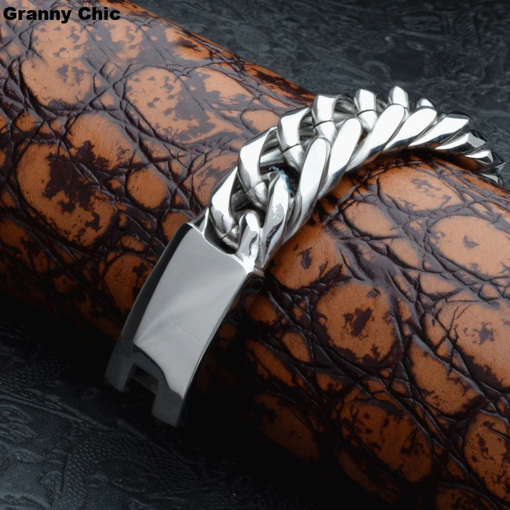 Браслет Granny Chic мужской из серебристой нержавеющей стали изящная цепь панцирного