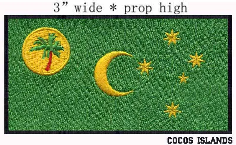 Bandera de las Islas Cocos, parche bordado de 3 