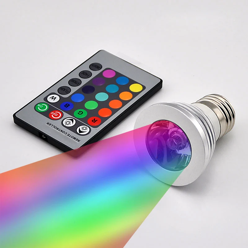Светодиодный светильник RGB E27 E14 GU10 3 Вт 5 10 цветной волшебный Точечный с 24