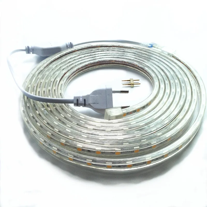 

SMD 5050 AC220V 60leds/m IP68 Led Strip Light LM high 1M/2M/3M/4M/5M/6M/7M/8M/9M/10M+Power Plug free ship