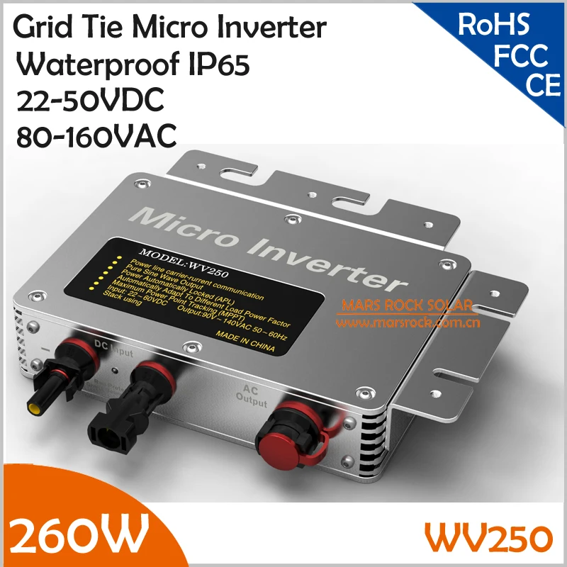 IP65! 260 Вт сетчатый микро инвертор 22 50 В постоянного тока AC80 160V чистый