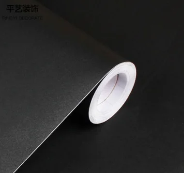 black New Plain color thick PVC wallpaper self-adhesive solid color wallpapers bedroom living room decoration wall stickers waterproof - Цвет: black