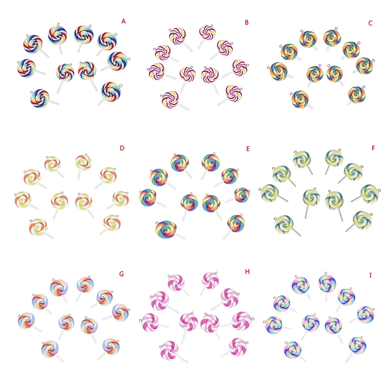 

10Pcs Lollipop Charms Pendants DIY Neckalce Earring Key Chain Jewelry Making Finding Party Gift Decor Kid Toy