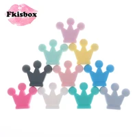 fkisbox 50pcs silicone crown teething beads bpa free baby teether soft necklace pendant diy babies pacifier chain christmas gift