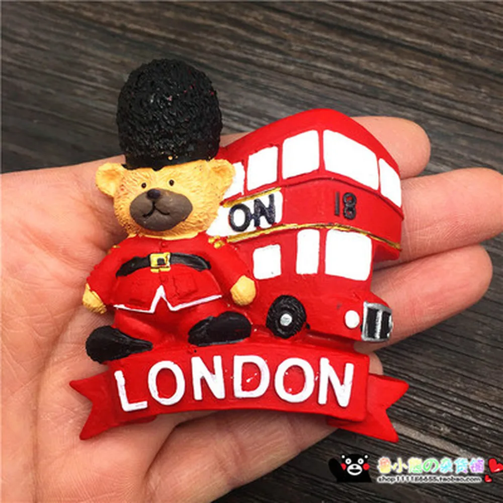 

3D Resin London Bus Fridge Magnets British Tourist Souvenir Cartoon Bear Big Ben Refrigerator Magnetic Stickers Home Decoration