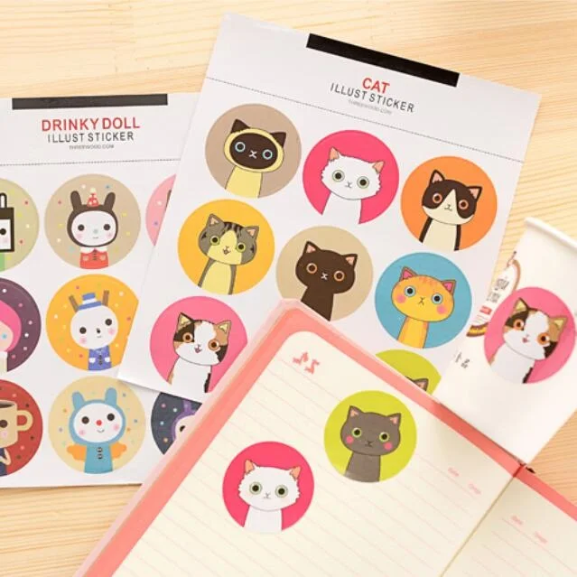 18 шт./упак. Kawaii cat illust Стикеры дневник Примечания этикетка многофункциональный DIY