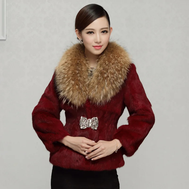 Роскошная женская модная куртка из натурального кроличьего меха пальто с