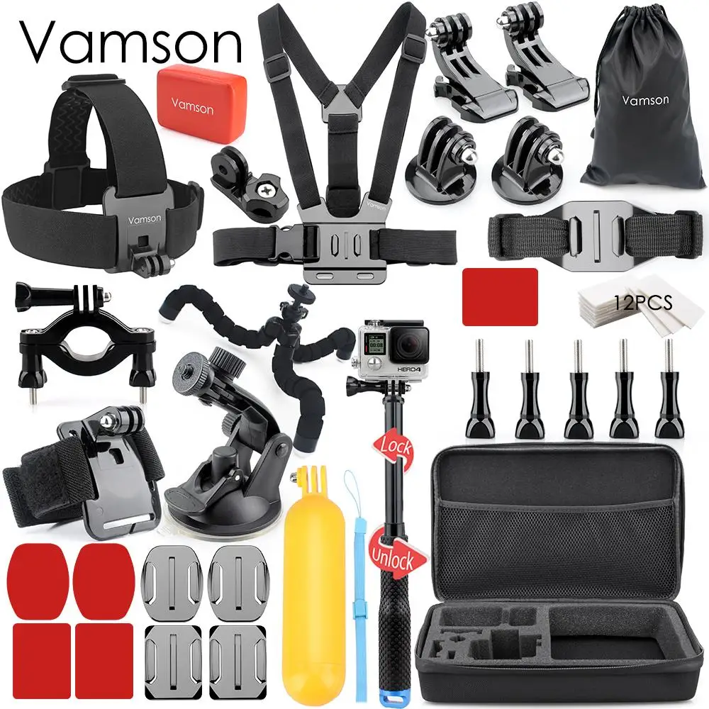 Vamson для Gopro hero 7 6 5 Аксессуары Набор для gopro комплект крепление для SJ4000 hero 4 3 2 черный для SJCAM M10 для SJ5000 чехол VS74 - Цвет: VS74A