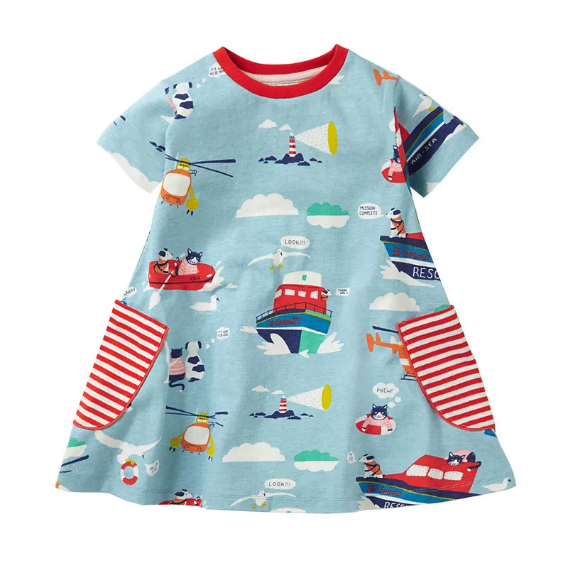 Jumping beans top brand Girls dress new cotton children girl clothes with printed fashion kids princess dresses for summer wear | Детская